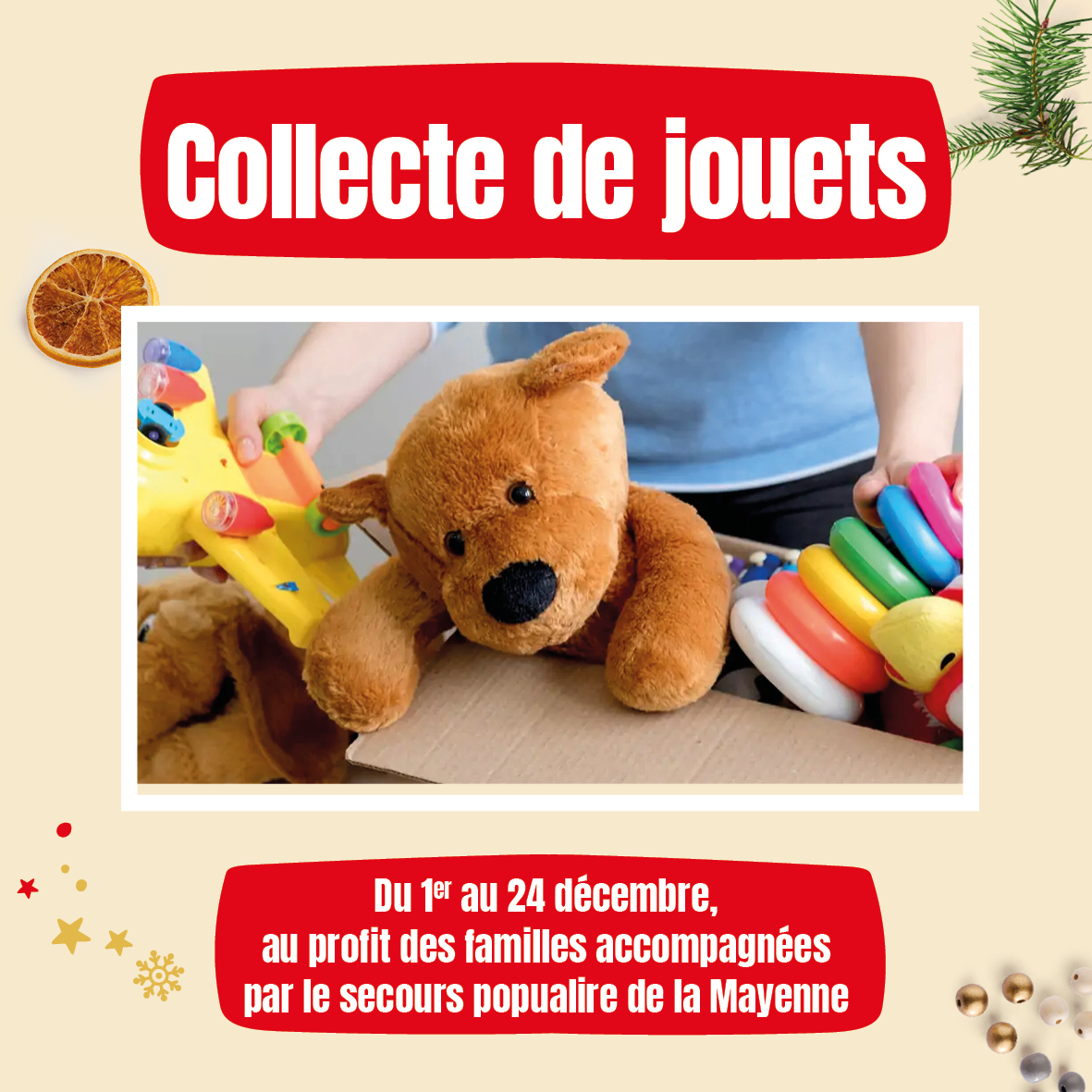 🧸 Collecte de jouets en partenariat avec le Secours Populaire